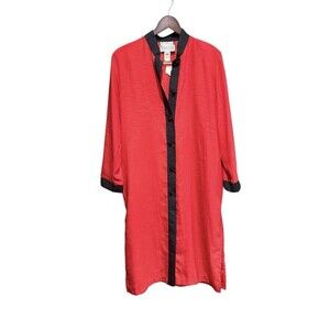 NWT Ruth Norman New York Red Button Down Vintage Dress Midi Length Deadstock Med